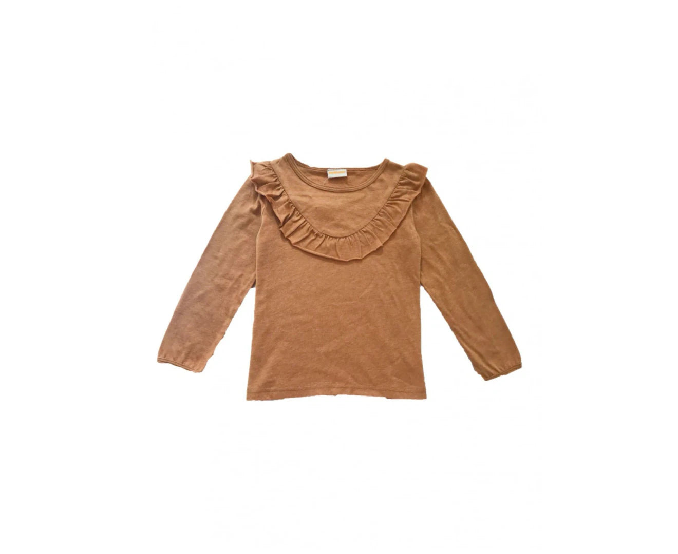 GIRLS FRILL LONG SLEEVE TEE - Yellow