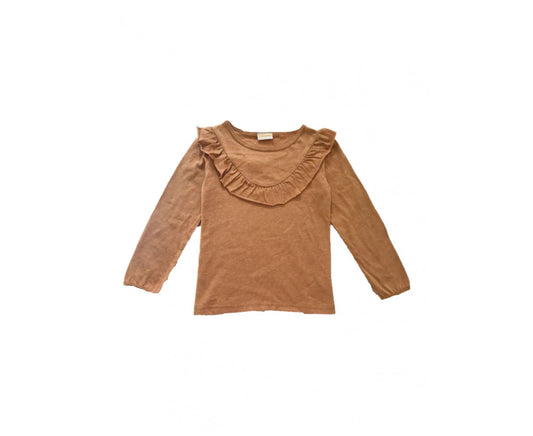 GIRLS FRILL LONG SLEEVE TEE - Yellow