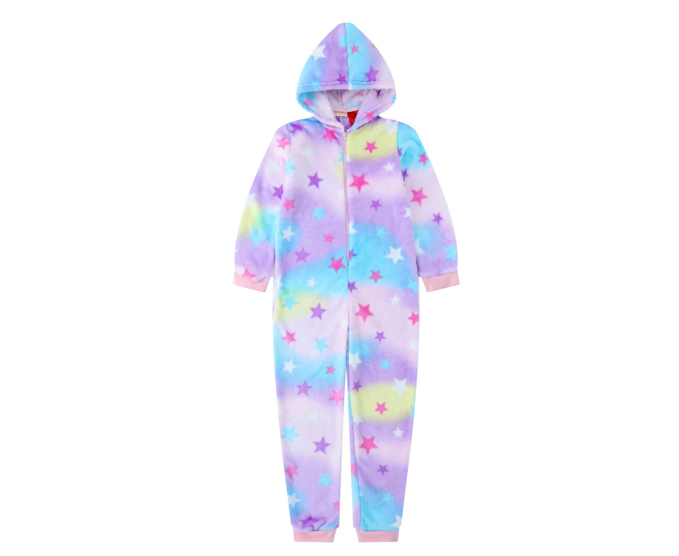 KIDS STAR RAINBOW FLEECE HOODED ONESIE