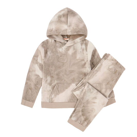 JUNIOR TEEN KIDS TIE DYE BRUSHED FRENCH TERRY TRACKSUIT SET