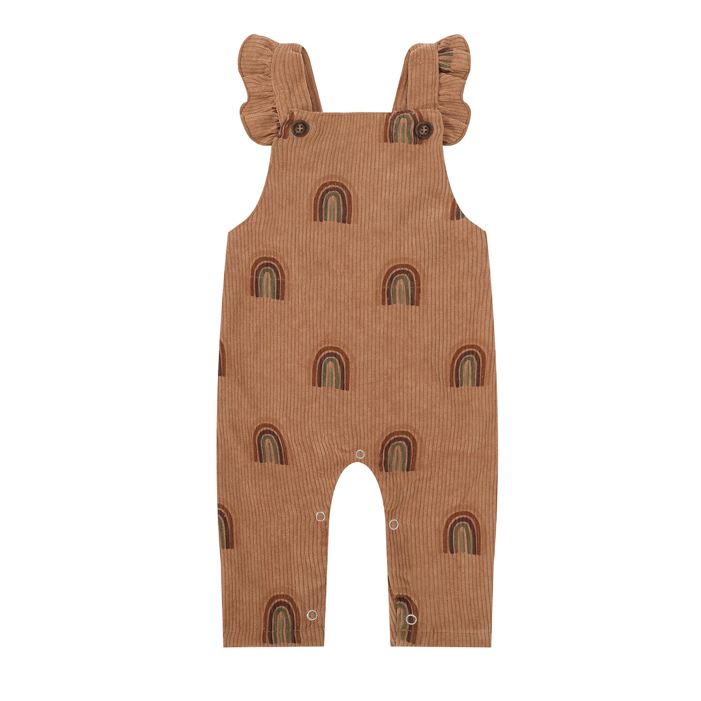 BABY RAINBOW CORDUROY OVERALL - BROWN