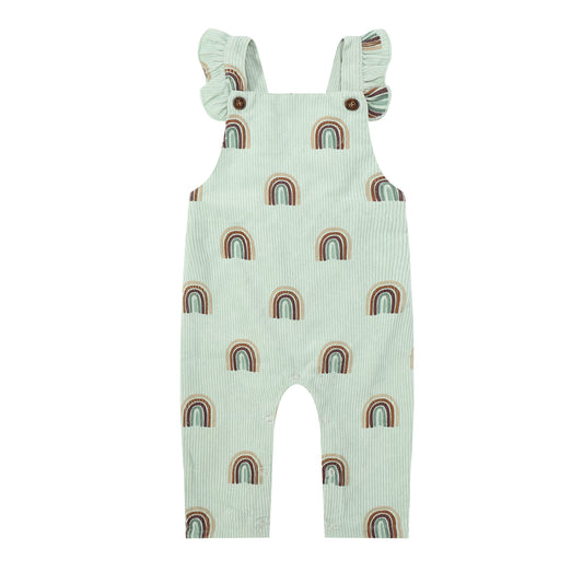 BABY RAINBOW CORDUROY OVERALL - GREEN