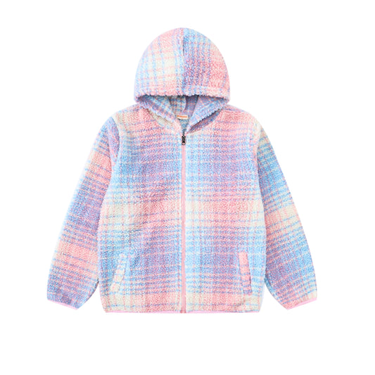 BABY GIRLS RAINBOW CHECK FLEECE JACKET