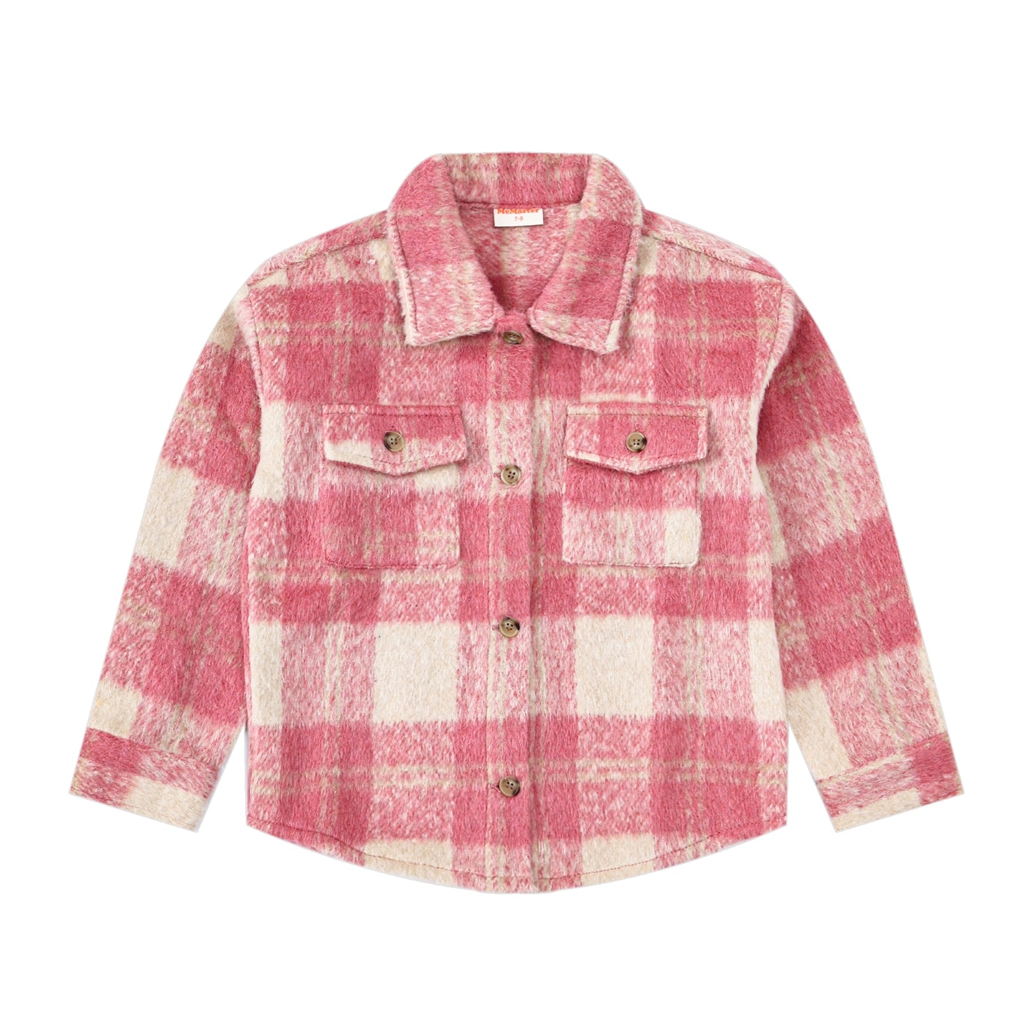 ADULTS WOOL-LIKE CHECK JACKET-PINK