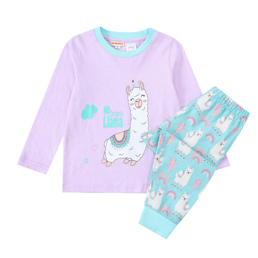 Teen Girls Lilac Llama Jersey Top + Flannel Pants PJ Set